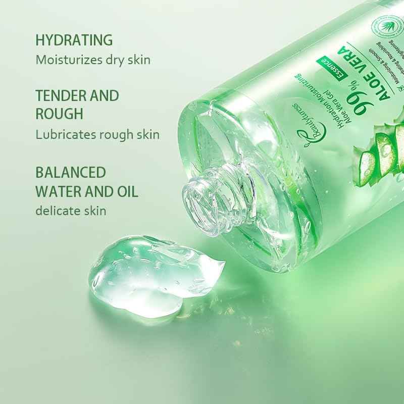 BEAUTYTURESS Aloe Vera Gel 17.64 oz – Hydrating Gel for Face, Body & Hair – Fast-Absorbing, Non-Sticky – Daily Use for Dry Skin & After Sunburn Relief