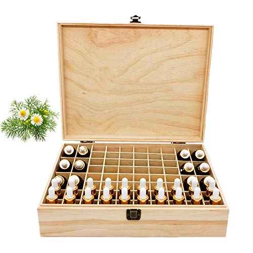 VolksRose Essential Oil Box, Wooden Storage Container Holds 68 Bottles, Multi-Tray Organizer #ob03