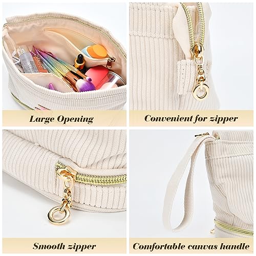 Makeup Bag for Girls Gift, Personalized Christmas Gifts Initial Women Makeup Bag for Travel, Double Layer Cosmetic Bag with Brush Organizer Preppy Make up Bag for Teen Girl Trendy - H