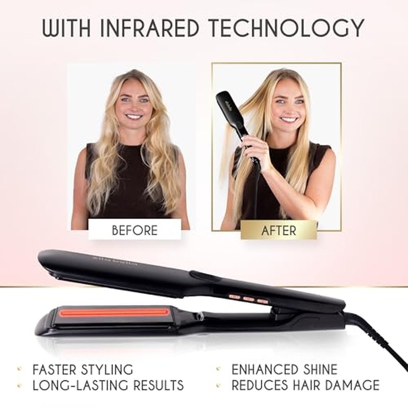 ELLA BELLA¢ç Titanium Flat Iron Hair Straightener (with Infrared) ? Professional Straightening Iron ? Digital Display to Accurately Control Temperature ? As Featured in Good Housekeeping
