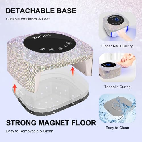 Lavinda UV LED Nail Lamp, 54W Rechargeable Cordless Nail Lamp Nail Dryer Gel Polish UV Nail Light with 4 Timer Setting, Professional Quick Dry Curing Lamp with Display Auto Sensor for Salon & Home