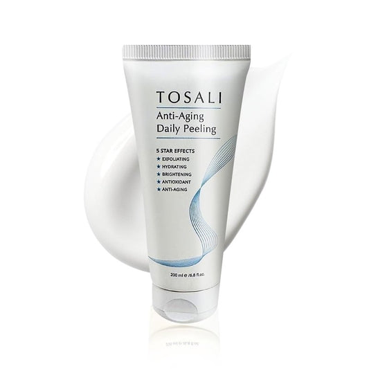 Tosali Anti Aging Daily Peeling Face Exfoliator – Peeling Gel with Hyaluronic Acid, Lactic Acid & Vitamin E, Gentle Exfoliating Gel for All Skin Types, Skin Care for Women, 6.8 Oz