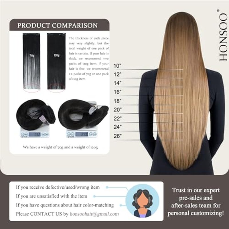 Honsoo Balayage Hair Extensions Real Human Hair Mixed Bleach Blonde 20in 100g 7pcs Clip In Hair Extensions Long Natural Straight Hair Like Your Own Hair
