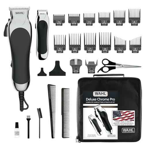 Wahl Clipper USA Deluxe Corded Chrome Pro, Complete Hair and Trimming Kit, Includes Corded Clipper, Cordless Battery Trimmer, and Styling Shears, for a Cut Every Time - Model 79524-5201M