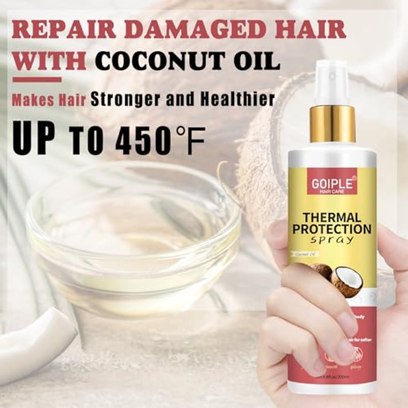 WOZUTUNT Hair Protectant, Coconut- Thermal Protector Spray, Paraben & Dye Free, Protects Heat Damage, Suitable for Daily Care