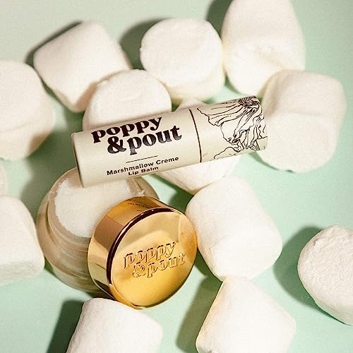 Poppy & Pout Marshmallow Creme Jumbo Lip Balm | All Natural Lip Balms & Moisturizers | Hydrates with Beeswax, Vitamin E, Organic Coconut Oil | Cruelty-Free | Lip Balm in Recyclable Cardboard Tube