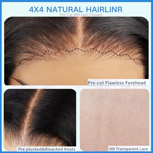 Wear and Go Glueless Bob Wig Human Hair Pre Plucked Pre Cut 4x4 Lace Closure Bob Wigs For Black Women Human Hair Glueless Straight Bob Lace Front Wigs For Beginner Short Wig Human Hair (10 Inch)