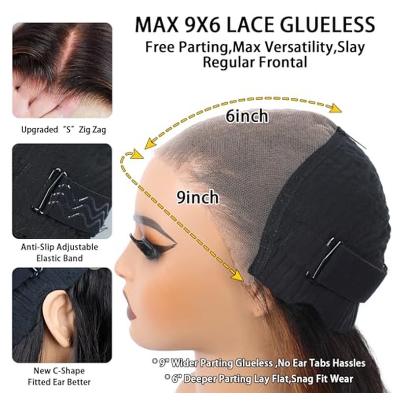 9x6 Glueless Wigs Human Hair Pre Plucked Pre Cut 1B/30 Highlight Body Wave Wear and Go Glueless Wigs Human Hair for Women Bleached Tiny Knots Body Wave Human Hair Wigs 210% Density 20 Inch