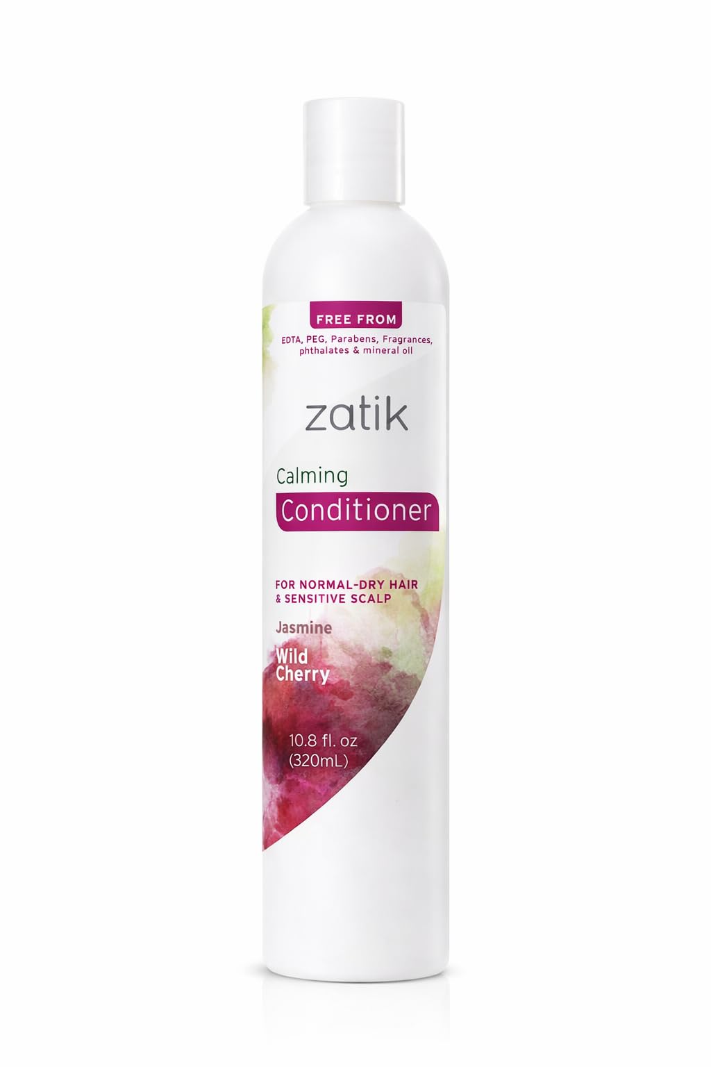 Zatik Naturals - Calming Shampoo + Conditioner Set, with Jasmine and Wild Cherry for Dandruff - Vegan Biodegradable, pH Balanced, FREE FROM EDTA, PEG, Paraben, phthalates, 10.8 oz (One each)