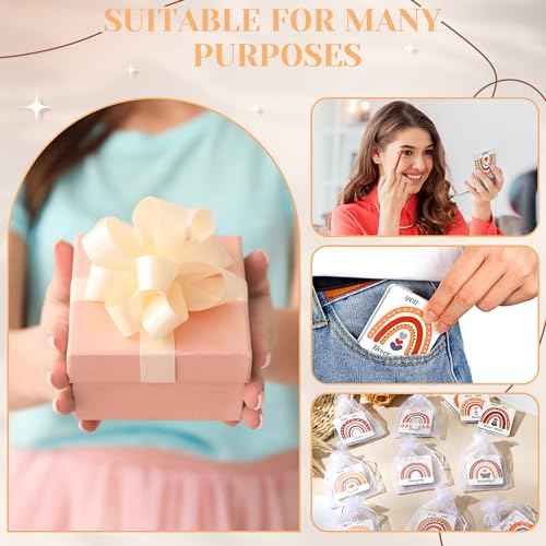 Suzile 18 Pcs Boho Rainbow Pocket Mirror Inspirational Compact Mirror Bulk Small Mirror for Purse Thank You Gifts for Women Employee Coworker Teacher Magnifying 1x/ 2x