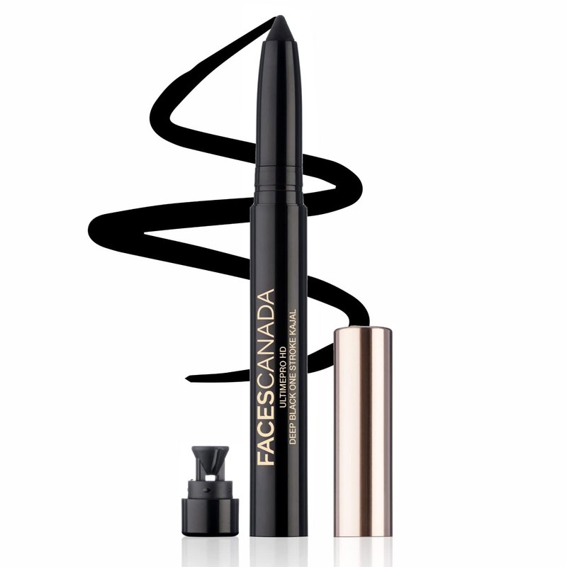 FACESCANADA Ultime Pro HD Deep Black One Stroke Eye Pencil | Smooth Lightweight HD Finish | 10 HR Long Stay | Waterproof & Sweat Proof | Built-In Sharpener | 0.05 Oz/1.4g