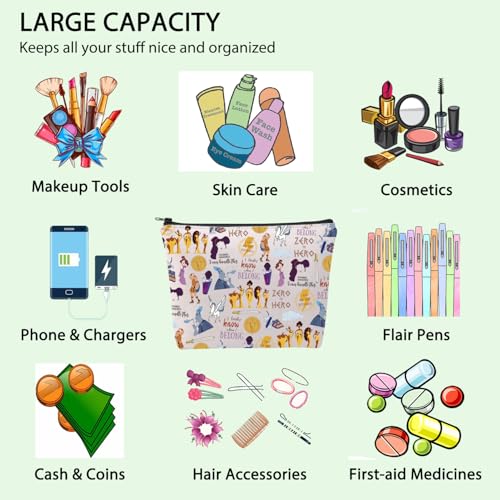 Cartoon Movie Makeup Bag Movie Characters Collage Cosmetic Bag Magic Kingd*m Gift Family Trip Gift (To hero)