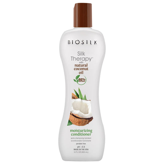 BioSilk Silk Therapy with Natural Coconut Oil Moisturizing Conditioner, Nourishing & Helps Eliminate Frizz, Sulfate, Paraben & Cruelty-Free, 12 Oz