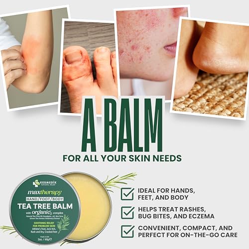Tea Tree Oil MaxTherapy Balm, Itchy Skin Relief, Soothing for Rashes, Jock Itch, Athlete¡¯s Foot, Chafing, Insect Bites, Folliculitis, Dry Sensitive Skin, Effective & Safe for All Ages, 2-Pack