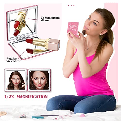 Qunclay 12 Pcs Employee Appreciation Gifts, Compact Mirror for Women Inspirational Makeup Mirror Favors for Veterinary Technician Week Christmas Coworker