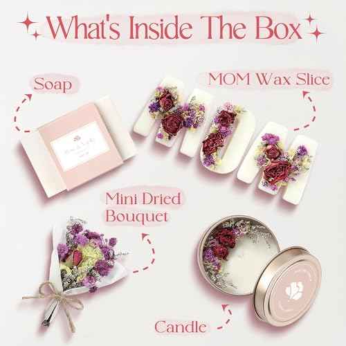 Gift Basket for Mom ? Birthday & Christmas Small Spa Box ? Relaxing Mom Gift Set with Candle, Soap & Wax Melts ? Perfect Xmas, Holiday or Birthday Present