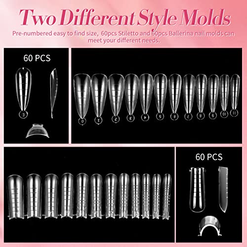 BORN PRETTY Poly Nail Extension Gel Kit-6 Colors Poly Nails Gel Kit Nude Clear Jelly Pink All In One Kit Builder Glue Gel with Nail Lamp Base Top Coat Set Nail Forms French Manicure Set for Beginner Starter DIY at Home Mother's Day Gifts