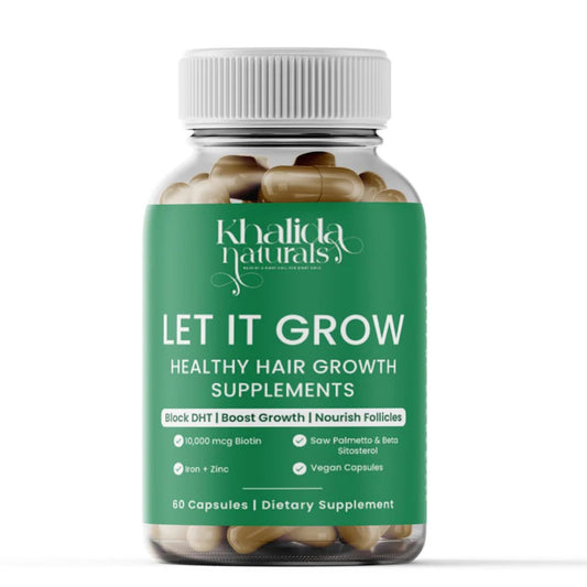 KhalidaNaturals Women's Hair Growth Supplements, DHT Blocker, with Biotin, Saw Palmetto, Pumpkin Seed, Nettle, Fo-Ti and Horsetail for Thicker and Stronger Hair. 30 (60 Count) 30 Days