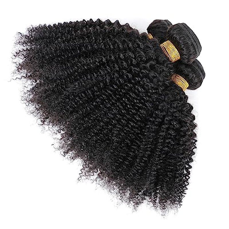 Afro Kinky Curly Boho Human Hair 3 Bundles14 16 18Inch Curly Weave Bundles Unprocessed Virgin Hair Afro Curly Hair Extensions for Black Women Natural Color
