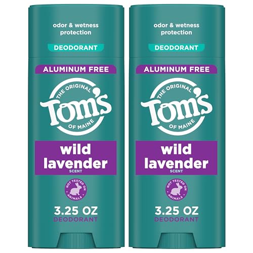 Tom¡¯s of Maine Wild Lavender Aluminum Free Natural Deodorant For Women & Men | Goes on Clear | Odor & Wetness Protection | Naturally Derived and Moisture-Locking Ingredients | 3.25 oz (2 Pack)