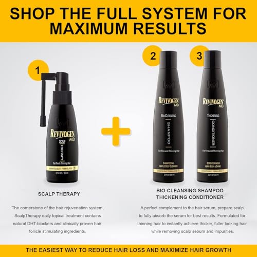 Revivogen MD Bio-Cleansing Shampoo for Thinning Hair, DHT Blocker Shampoo, Hair Loss Shampoo, Shampoo Thinning Hair, Soothes Scalp, Routine Shampoo for Women/Men Hair Loss, Hair Shampoo, 12oz, 2pk