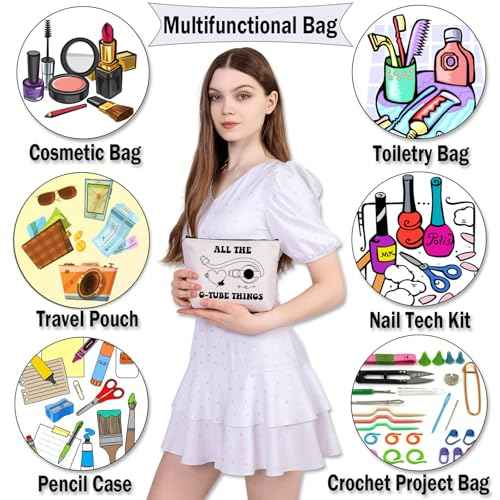 BDPWSS G Tube Gift Feeding Tube Awareness Gift G-Tube Button Gift All The G-Tube Things Cute Medicine Bag Tubie Mom Gift (Gtube things bag)