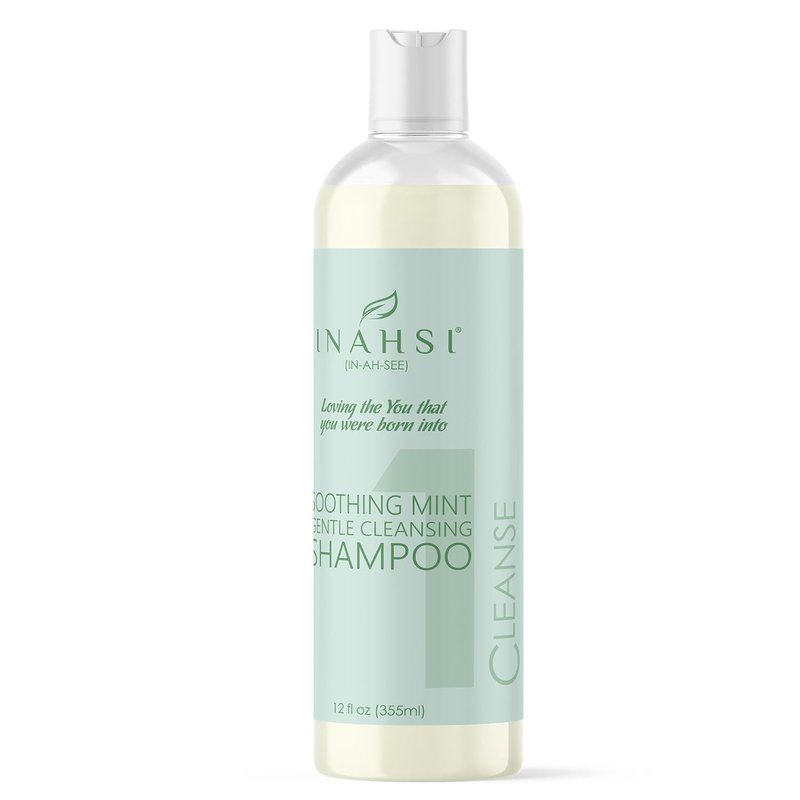 Inahsi Soothing Mint Gentle Cleansing Shampoo - Curly Hair Care for Men, Women & Kids | 12 oz, Made in the USA