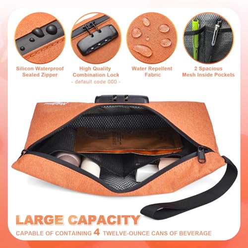 Storage Bag with Combination Lock 12.6"x7.5" Large Storage Container Medicine Lock Bag Travel Cosmetic Certificates Organizer Great Christmas Gift Halloween Orange Purse