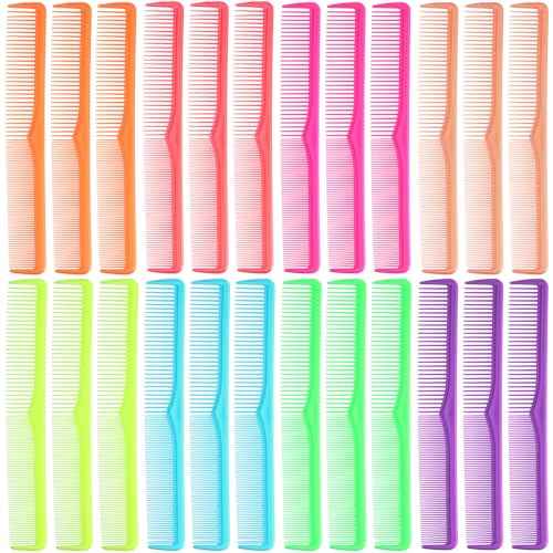 Meanplan 24 Pieces Hair Cutting Combs Professional Barber Hairdressing Combs Carbon Fiber Wide and Fine Tooth All Purpose Hair for Men and Women(Bright Color)