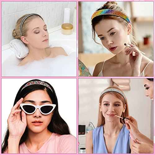 Waydress 4 Pieces Rhinestone Headband for women Glitter Sparkly Rhinestone Hairbands Bling Diamond Crystal Headwear for Women Girls Hair Accessories Birthday Wedding Gifts(Stylish Color)