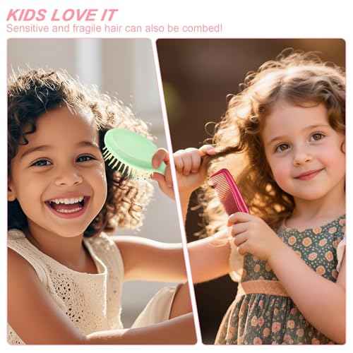 HOFASON 28 Pieces Bulk Mini Wet Hair Brush & Mini Combs Set for Kids Girls Women, Bridesmaid Gifts, Spa Party Supplies, Summer Stuff, 14 Travel Small Brush for Hair 14 Fine Wide Hair Combs for Boy Men