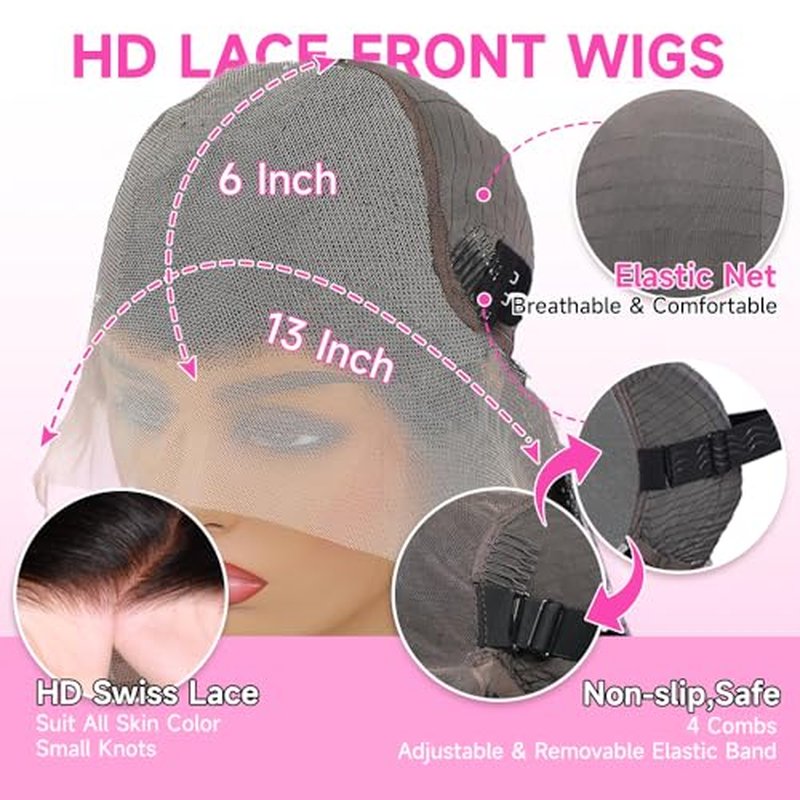 13x6 Body Wave Lace Front Wigs Human Hair 26 Inch 200 Density HD Lace Frontal Wigs 12A Brazilian Virgin Human Hair Wig pre Plucked Natural Hairline 3x Longer Lifespan