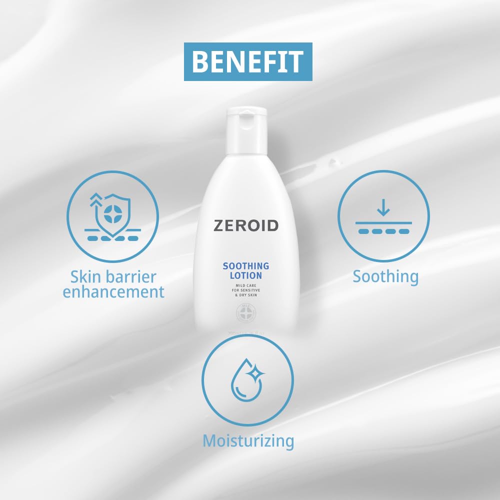 ZEROID | Soothing Lotion | Moisturizer for Sensitive Skin | Skin Barrier Repair | Face & Body Lotion for Soothing & Calming | Lotion for Extremely Dry Skin | Korean Skin Care | 6.76 fl oz (200ml)