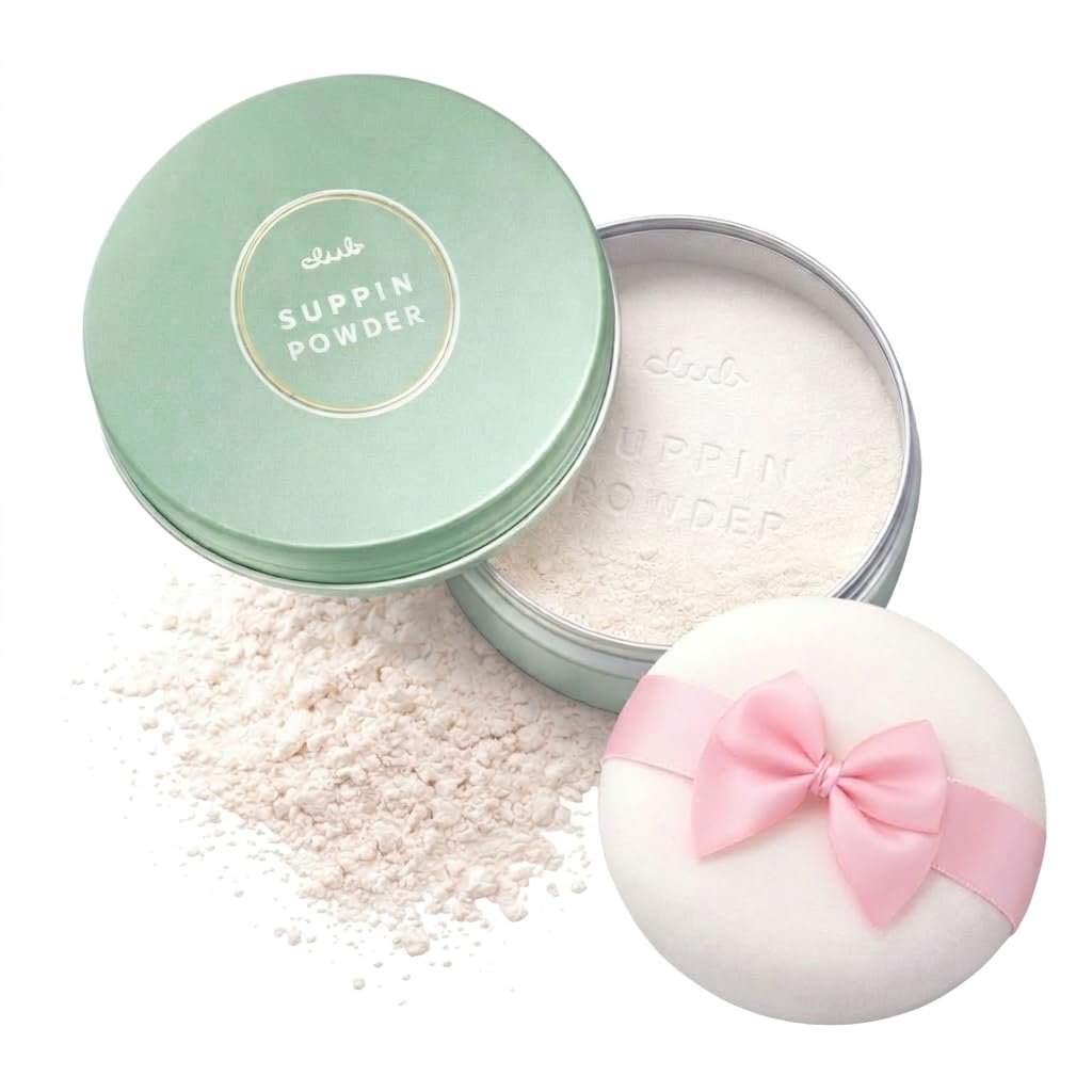 Club Suppin Translucent Pressed Powder, Loose Setting Powder, Finishing Face Powder with Shea Butter, Amino Acids & Aloe Extract, Long Lasting, Hydrating, Overnight Japanese Makeup, Floral Bouquet