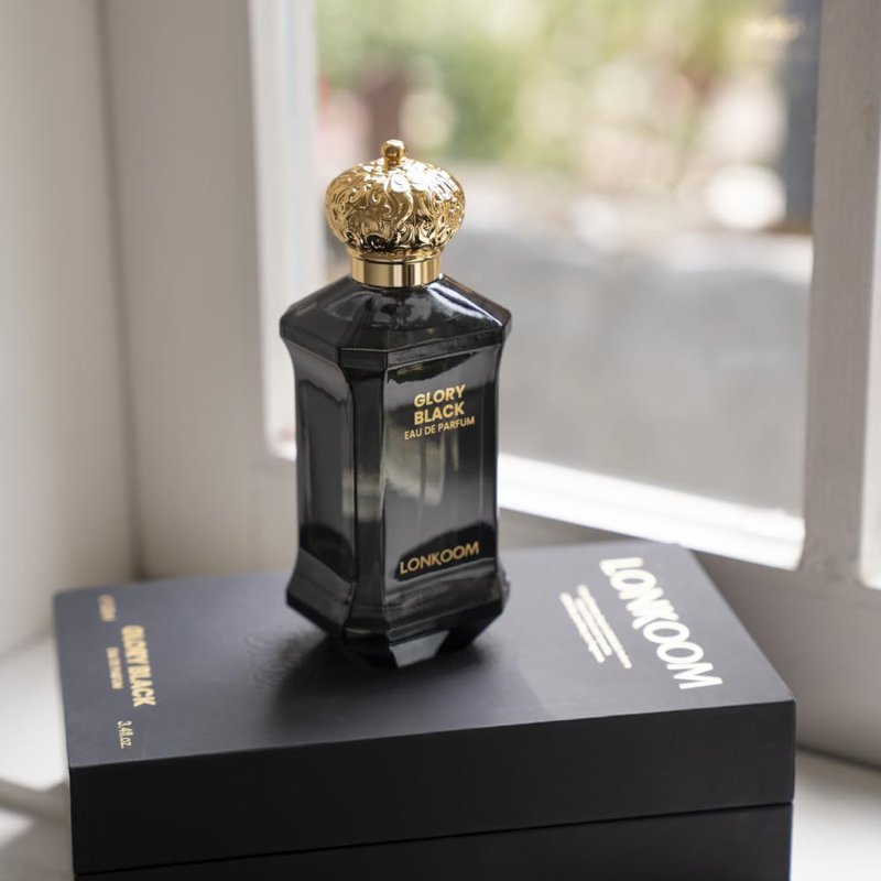 LONKOOM Regal Black Perfume for Men, Woody Spicy Eau De Parfum Spray Long-Lasting Fragrance Cologne 3.4 Fl Oz/100ml, Notes of Frankincense Black Pepper Bergamot Vetiver Papyrus Sandalwood Rose Saffron