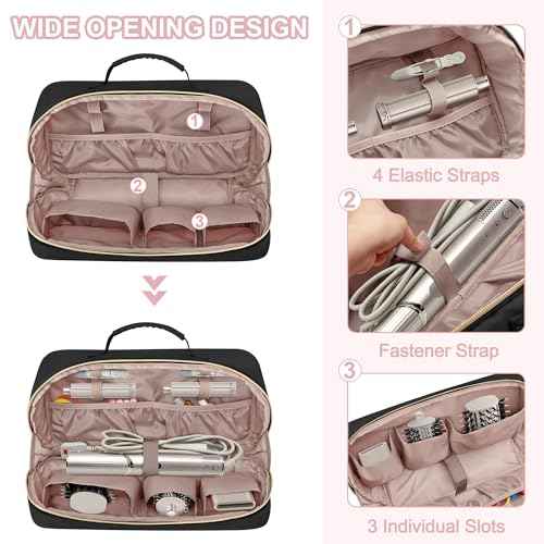 Fasrom Travel Carrying Case Compatible with Shark Flexstyle Hair Dryer, Hair Tool Organizer Bag Compatible with Dyson Airwrap and Straightener, Black