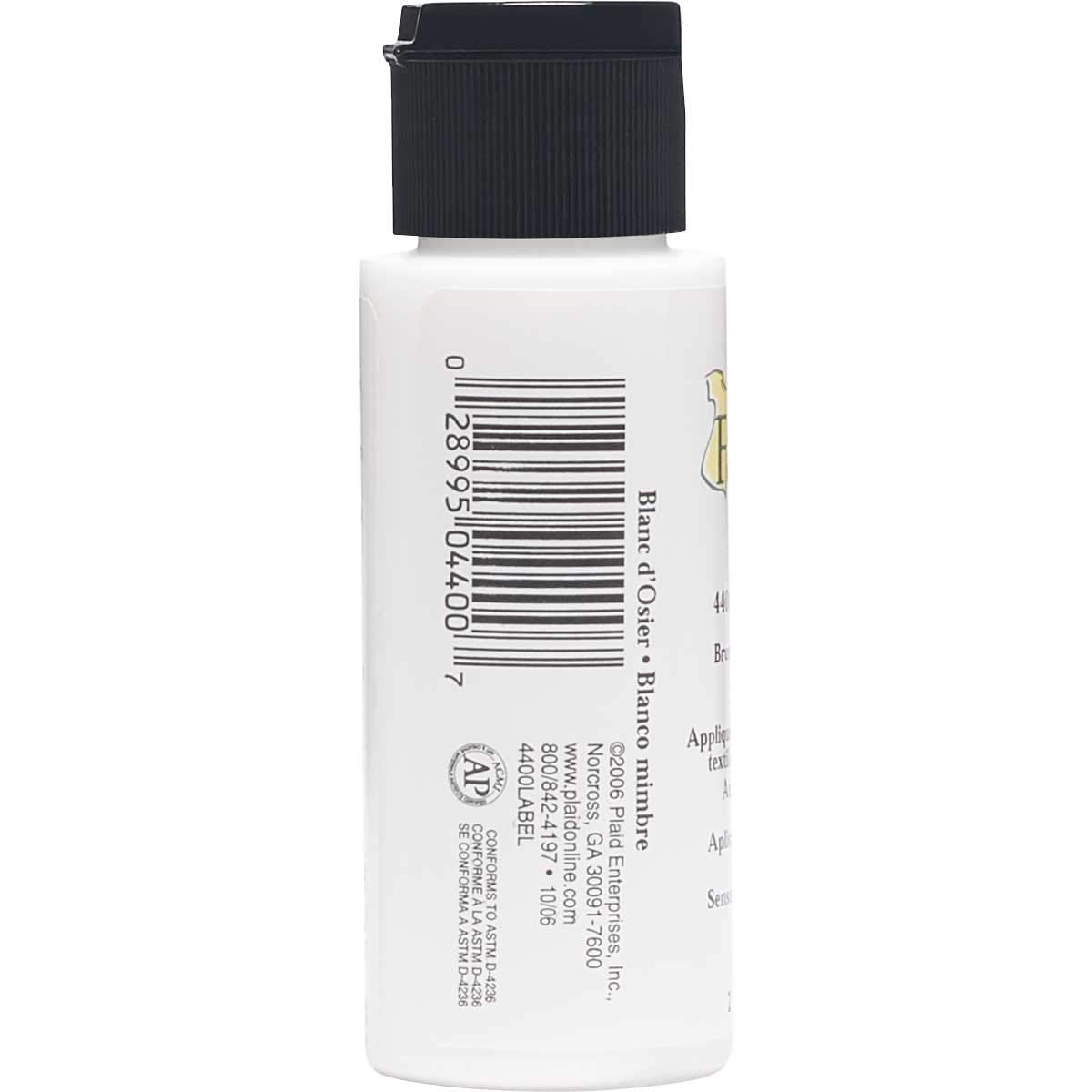 FolkArt 4400 Fabric Brush On Acrylic Paint, 2 oz, Wicker White