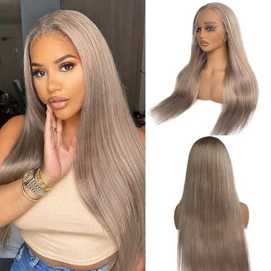 20 Inch Ash Blonde Wigs Human Hair Glueless 13X6 Deep Part HD Lace Front Wigs for Black Women 180% Density Grey Blonde Straight Colored Remy Brazilian Virgin Human Hair Wigs Pre Plucked Hairline