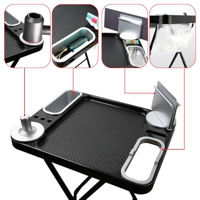 Folding Salon Tray, Folding Salon Rolling Tray, Color Tray for Hair Stylist, Esthetician,Tattoo, Beauty