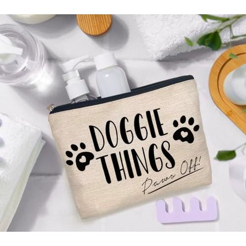 IWXYI Pet Mom Gift,Gift For Pet Mom,Doggie Things Bag,Dog Things Makeup Make Up Bag Zipper Pouch Travel Toiletry Gifts For Dog Mom Lover