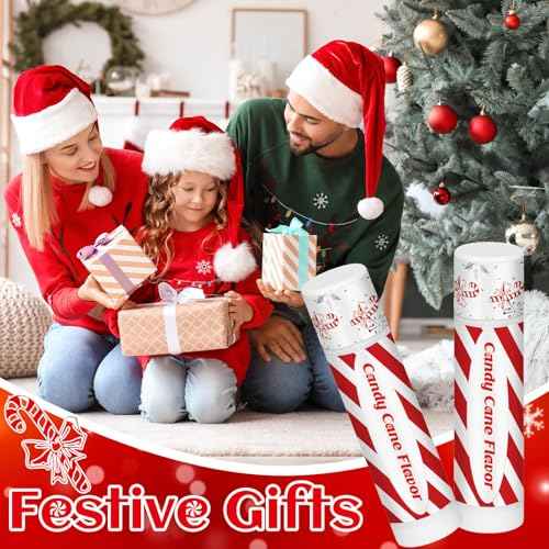 50 Pack Christmas Lip Balms Bulk Christmas Candy Peppermint Cane Scented Holiday Flavor Lip Balm Gifts Xmas Party Gifts Bulk Xmas Items Stocking Stuffers for Women Men Staff Employee (Candy)
