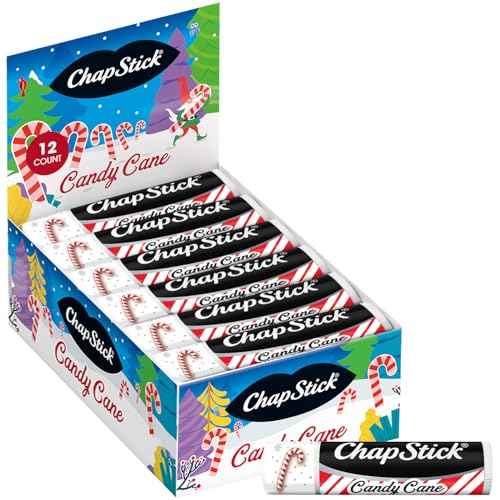 ChapStick Bulk Lip Balm, Candy Cane, 12-Pack ? Fresh & Minty Lip Moisturizer, Stocking Stuffer, 0.15 Oz Ea