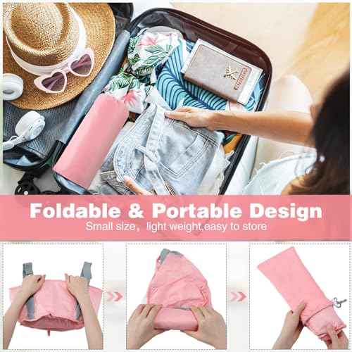 Maxcheck 14L 6 Pcs Pink Collapsible Foot Basin Tub Portable Soaking Feet Bath Bag Foldable Bucket with Handles Pedicure Foot Spa Tub for Travel Camping Outdoor Washing