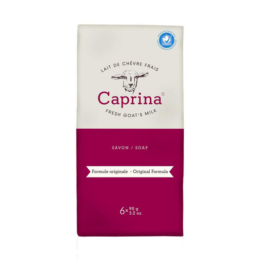 Caprina Fresh Goat’s Milk Bar Soap ORIGINAL (6-Pack) 3.2 oz (90g) each, Classic Clean Scent, Gentle Daily Cleanser, Softening Biodegradable Formula