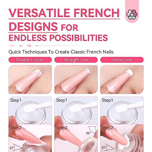 Saviland French Tip Nail Stamp - 4PCS Nail Art Stamper Kit Clear Silicone Nails Stamping Long & Short Jelly Stamper with Scrapers Nails Stamper Kit for French Manicure Nail Art Home DIY Salon