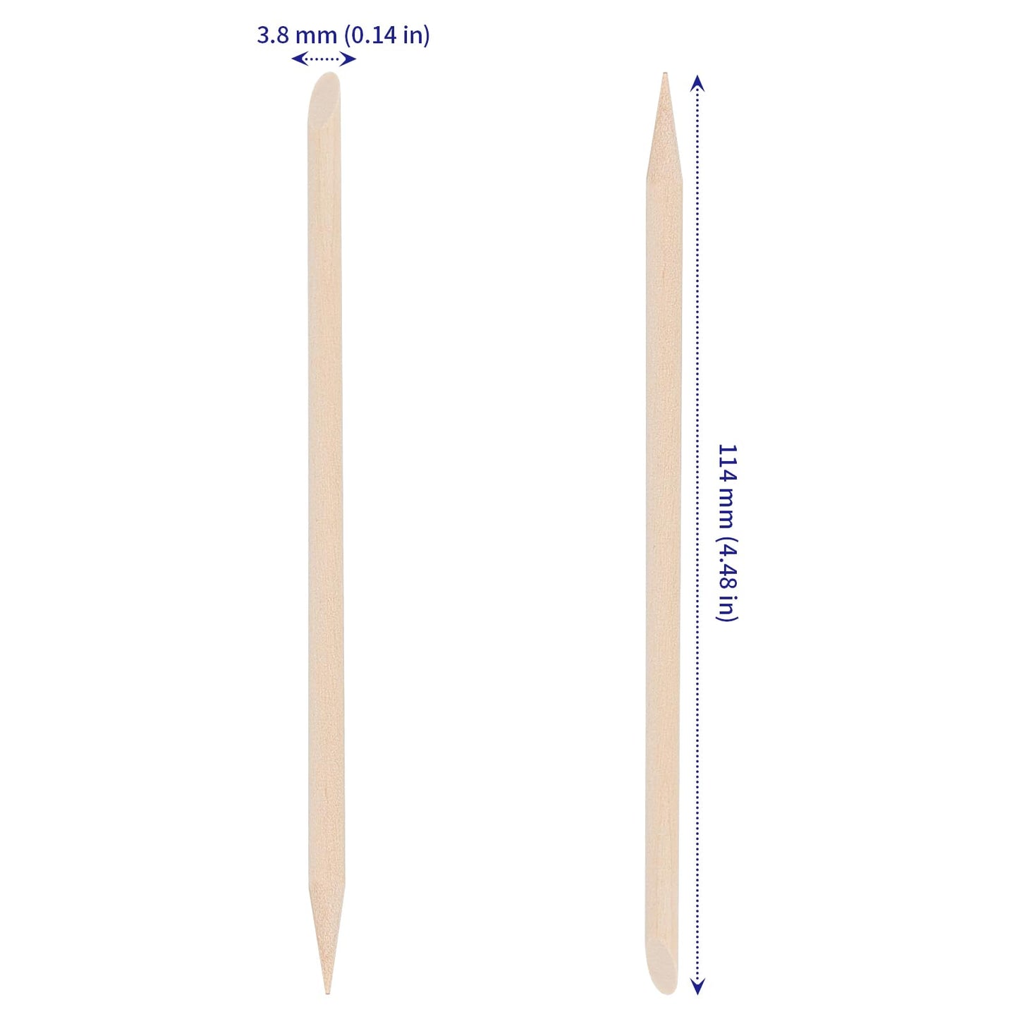 SOUJAP 2400Pcs 4.5 Inch Orange Wood Nail Sticks, Double Sided Wood Cuticle Pusher Tool, Wooden Cuticle Sticks for Manicure, Pedicure