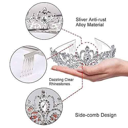 CURASA Silver Crystal Crowns Exquisite Tiaras for Women Birthday Crown for Girls Princess Crown Cute Hair Accessories for Women Gifts for Wedding Birthday Party Prom Halloween Christmas