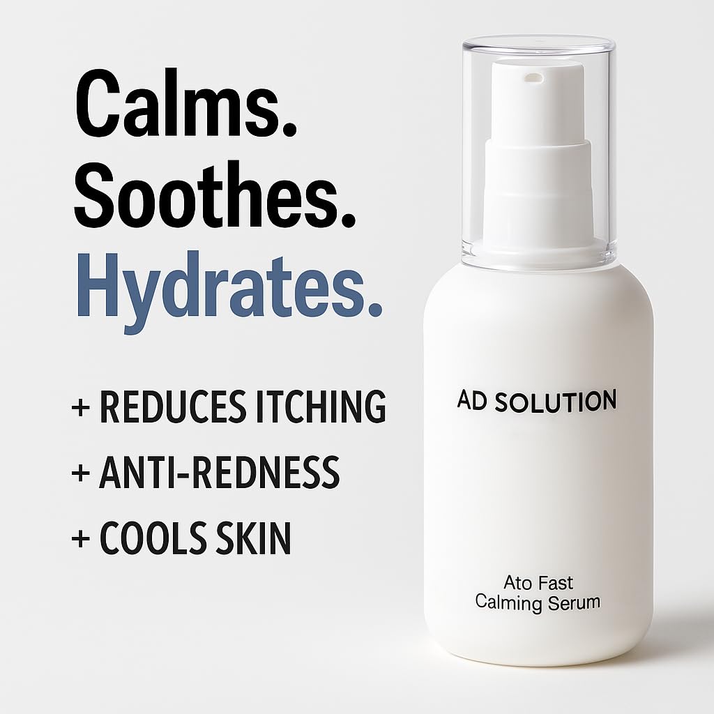 AD SOLUTION Ato Fast Calming Serum for Sensitive & Eczema-Prone Skin Instant Relief from Itch, Redness & Flare-Ups Powered by Cica & Panthenol 1.69 Fl Oz