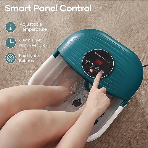 Collapsible Foot Spa Bath Massager with Heat, Bubble and Timer, 95-118¢µ Adjustable Temperature Fast Heating with Pedicure Stone and Massage Rollers for Feet Stress Relief at Home