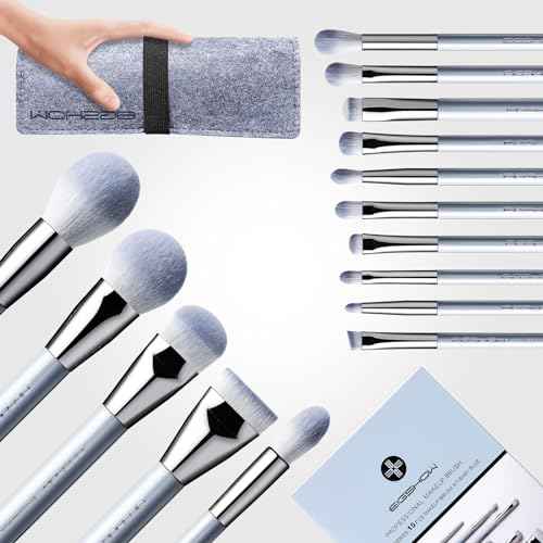 Makeup Brushes, EIGSHOW 15pcs Professional Makeup Brush Set With Case, Premium Synthetic for Foundation Contour Concealers Blush Eye Shadow (BABYBLUE)